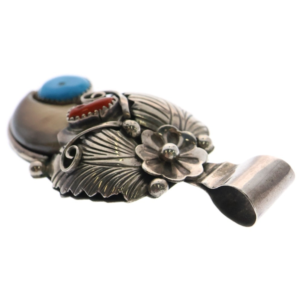 INDIAN JEWELRY(インディアンジュエリー) ナバホ族 Elaine Sam作 ベアーズクロー ターコイズ付きペンダントトップ