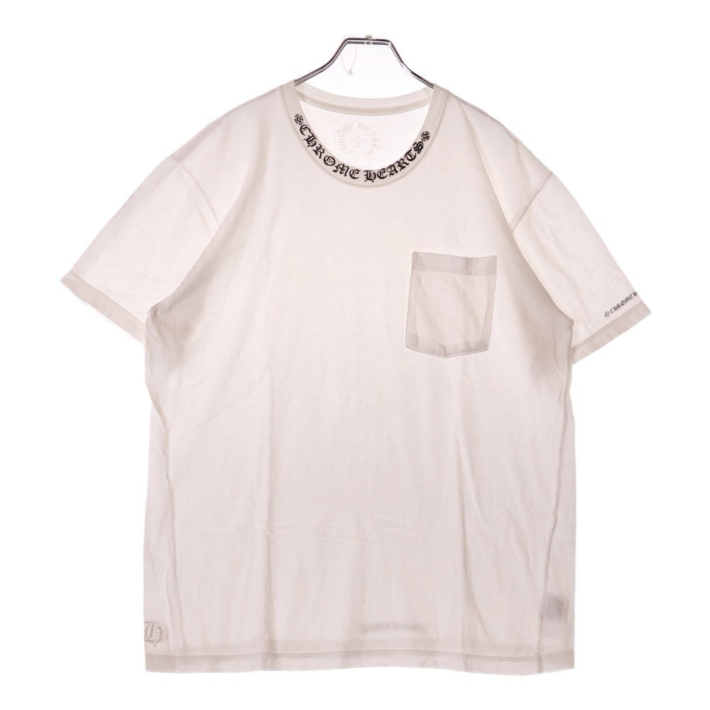 CHROME HEARTS(クロムハーツ) NECK LOGO TEE ネックロゴプリント クルーネック 半袖Tシャツ カットソー ホワイト