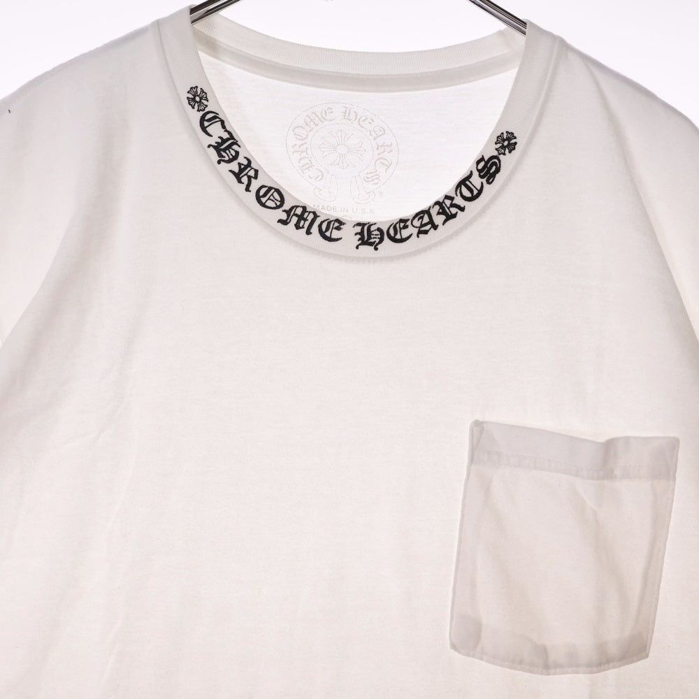 CHROME HEARTS(クロムハーツ) NECK LOGO TEE ネックロゴプリント クルーネック 半袖Tシャツ カットソー ホワイト