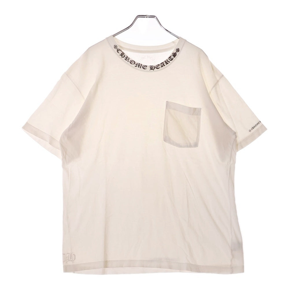 CHROME HEARTS(クロムハーツ) NECK LOGO TEE ネックロゴプリント クルーネック 半袖Tシャツ カットソー ホワイト
