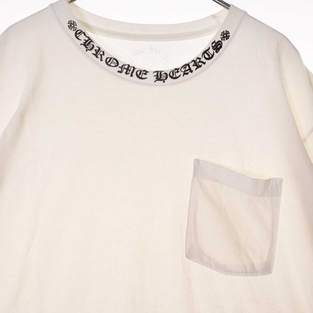 CHROME HEARTS(クロムハーツ) NECK LOGO TEE ネックロゴプリント クルーネック 半袖Tシャツ カットソー ホワイト