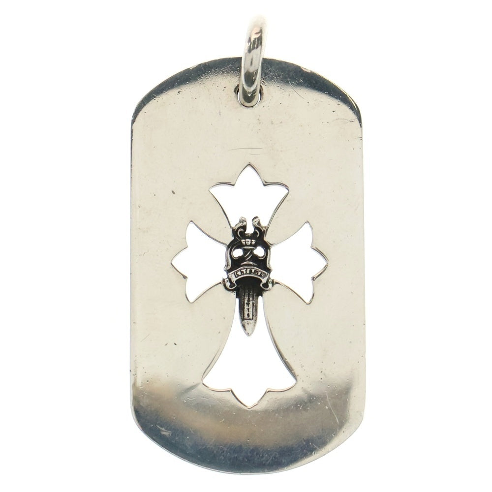 CHROME HEARTS(クロムハーツ) D TAG LRG CO CRS DAGGER カットアウトクロスダガードッグタグ ラージ ペンダントトップ シルバー