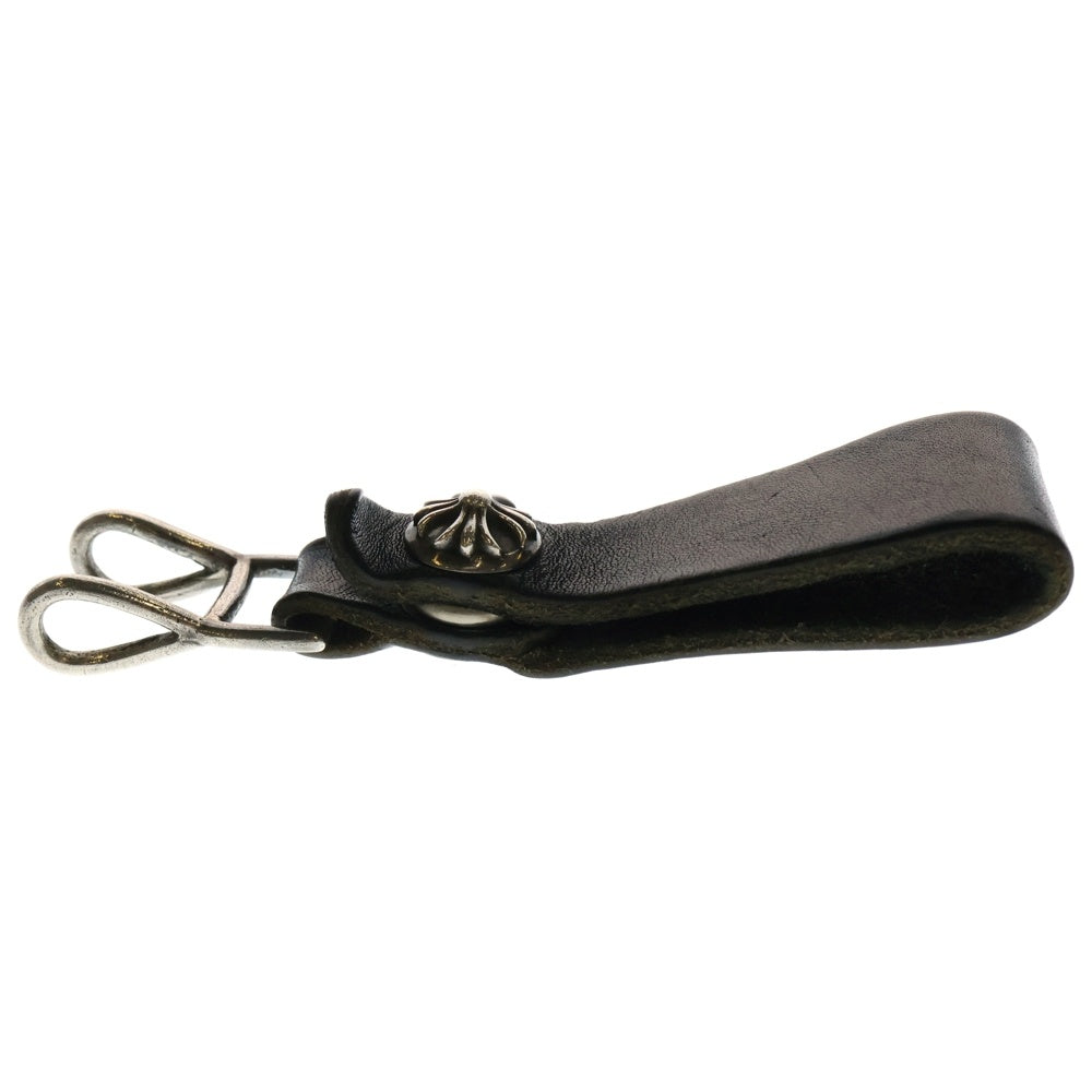 CHROME HEARTS(クロムハーツ) BELT LOOP クロスボールボタンレザーベルトループ シルバー/ブラック BCA397