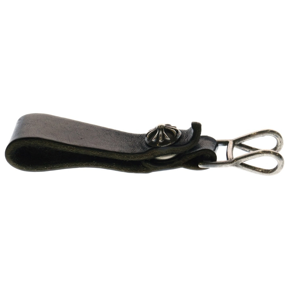 CHROME HEARTS(クロムハーツ) BELT LOOP クロスボールボタンレザーベルトループ シルバー/ブラック BCA397