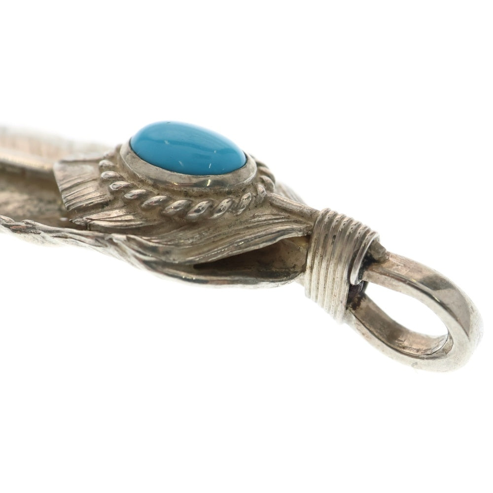 goro's(ゴローズ) 【現行】上銀銀縄ターコイズ特大フェザー 左向き ペンダントトップ シルバー/ゴールド