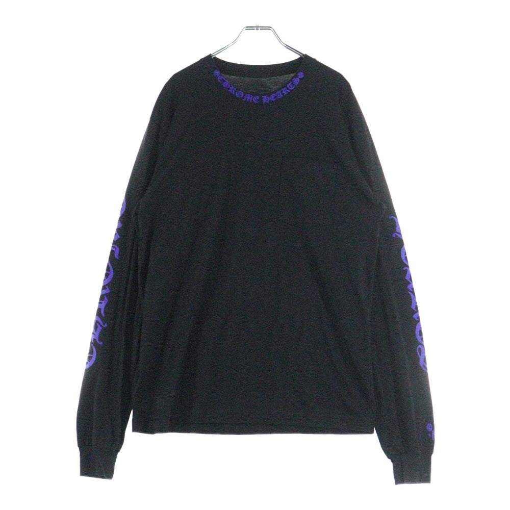 CHROME HEARTS(クロムハーツ) Neck Logo Crewneck Sweatshirt ネックロゴ クルーネックスウェットシャツ トレーナー 袖ロゴプリント ブラック
