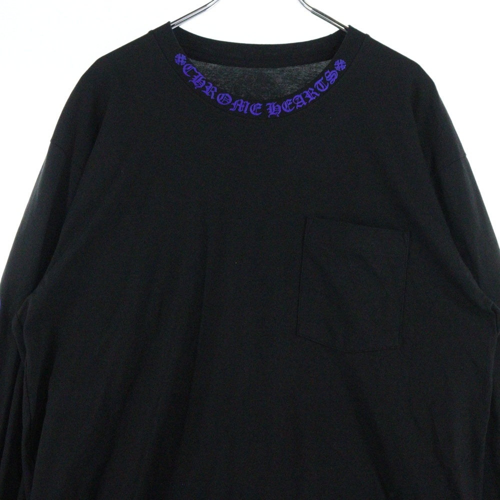 CHROME HEARTS(クロムハーツ) Neck Logo Crewneck Sweatshirt ネックロゴ クルーネックスウェットシャツ トレーナー 袖ロゴプリント ブラック