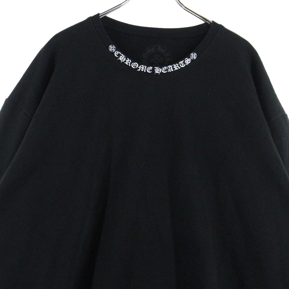 CHROME HEARTS(クロムハーツ) Neck Logo Crewneck Sweatshirt ネックロゴ クルーネックスウェットシャツ トレーナー 袖ロゴプリント ブラック