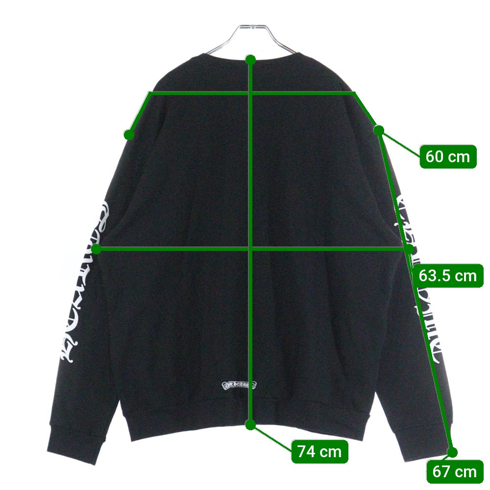 CHROME HEARTS(クロムハーツ) Neck Logo Crewneck Sweatshirt ネックロゴ クルーネックスウェットシャツ トレーナー 袖ロゴプリント ブラック