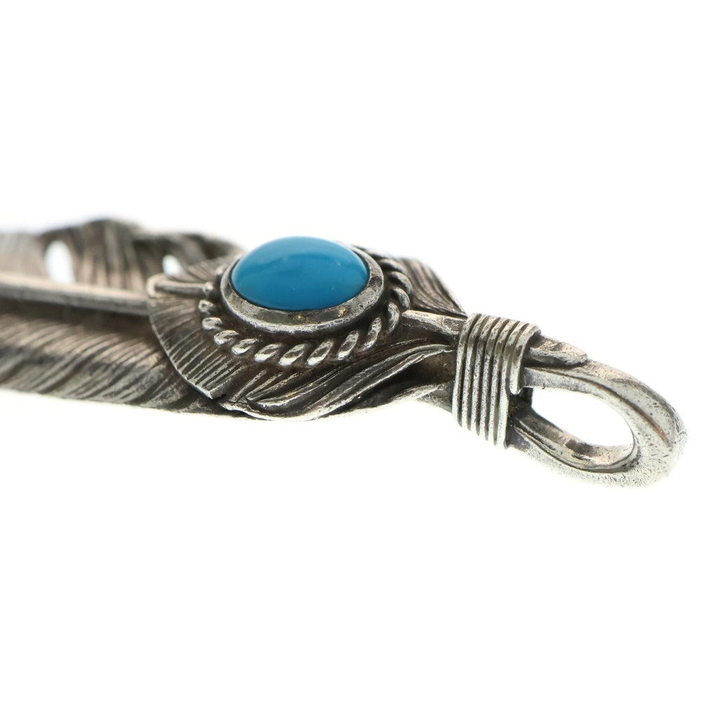 goro's(ゴローズ) 【オールド】上銀銀縄ターコイズ特大フェザー 右向き ペンダントトップ シルバー/ゴールド