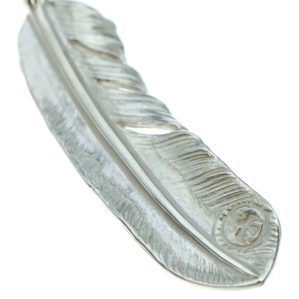 goro's(ゴローズ) 【現行】上銀銀縄ターコイズ特大フェザー 右向き ペンダントトップ シルバー