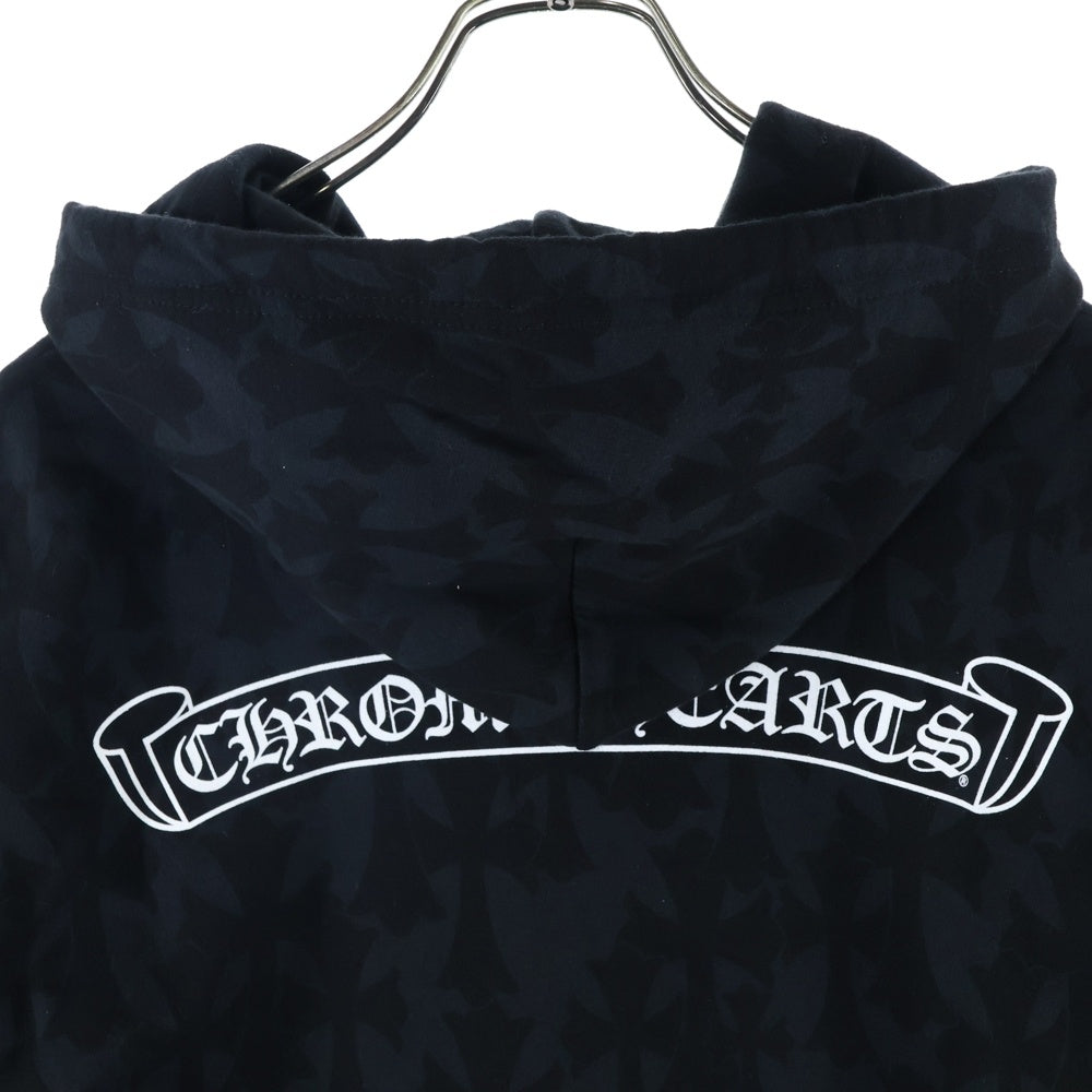 CHROME HEARTS(クロムハーツ) SWTSHRT PLV セメタリークロス総柄プリントプルオーバーパーカー ブラック