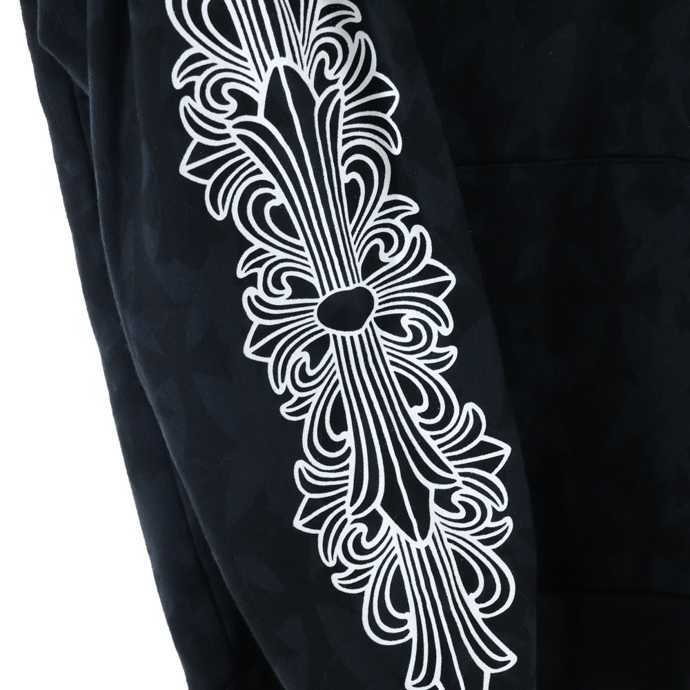 CHROME HEARTS(クロムハーツ) SWTSHRT PLV セメタリークロス総柄プリントプルオーバーパーカー ブラック