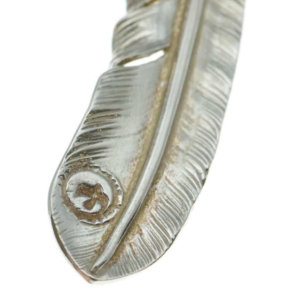 goro's(ゴローズ) 【現行】上銀銀縄ターコイズ特大フェザー 左向き ペンダントトップ シルバー