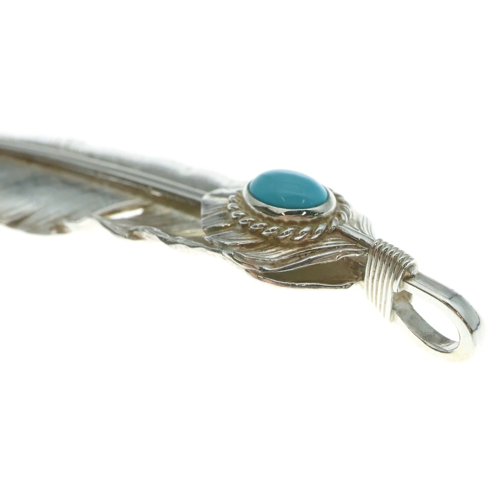 goro's(ゴローズ) 【現行】上銀銀縄ターコイズ特大フェザー 左向き ペンダントトップ シルバー