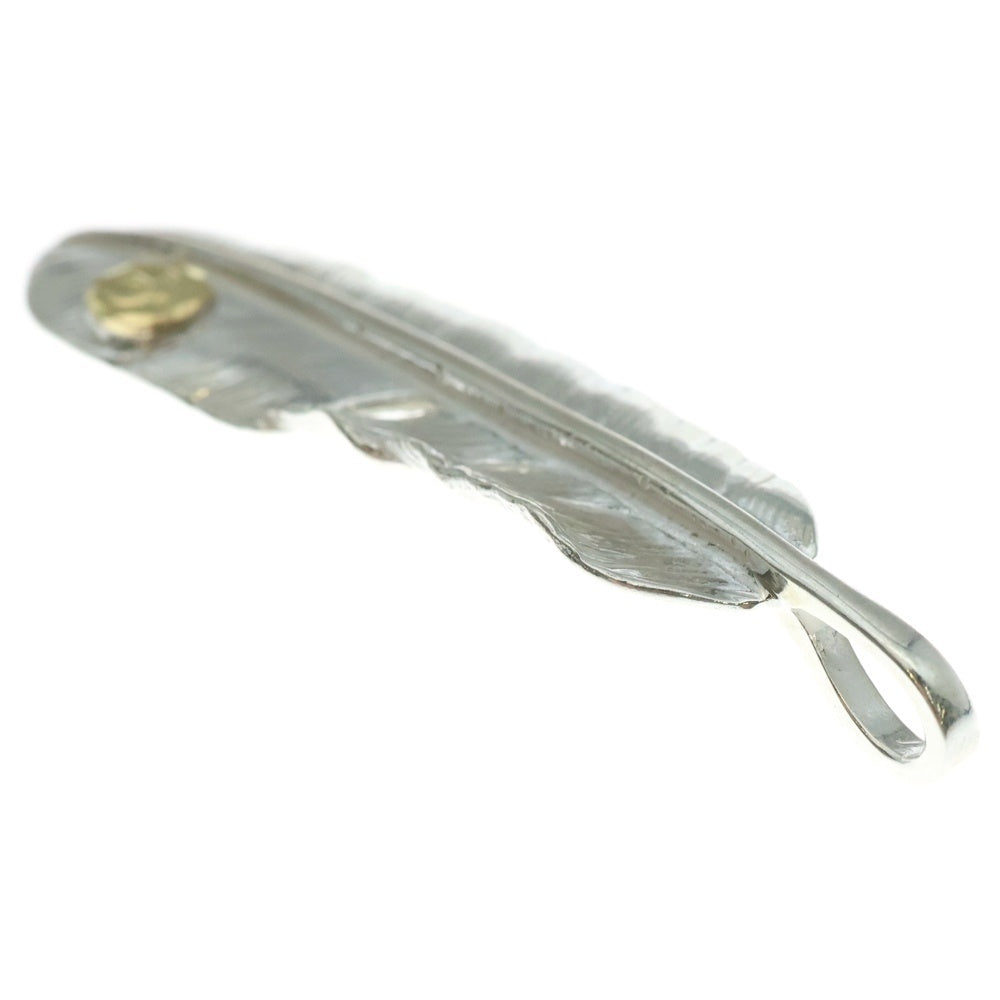 goro's(ゴローズ) 【新品】【現行】メタル付き特大フェザー 左向き ペンダントトップ シルバー/ゴールド
