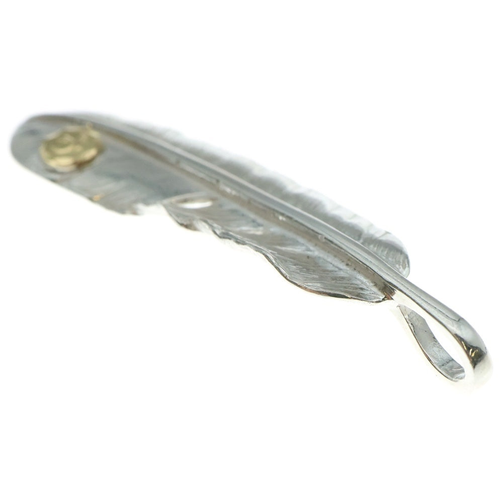 goro's(ゴローズ) 【新品】【現行】メタル付き特大フェザー 左向き ペンダントトップ シルバー/ゴールド