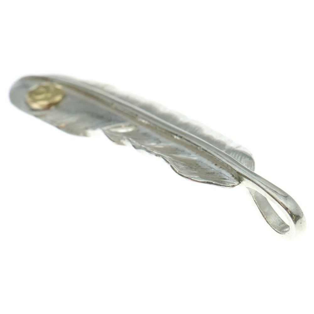 goro's(ゴローズ) 【新品】【現行】メタル付き特大フェザー 左向き ペンダントトップ シルバー/ゴールド