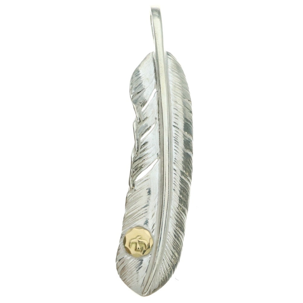 goro's(ゴローズ) 【新品】【現行】メタル付き特大フェザー 右向き ペンダントトップ シルバー/ゴールド