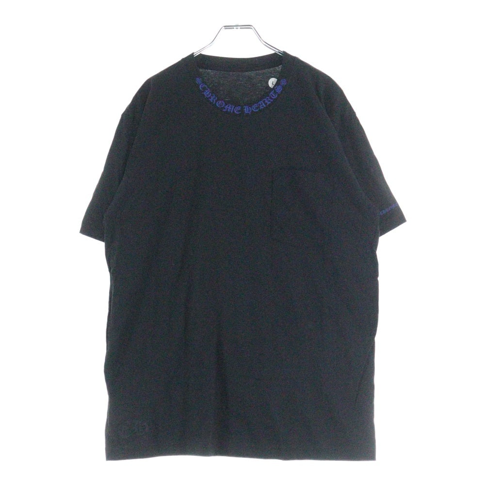 CHROME HEARTS(クロムハーツ) NECK LOGO S/S TEE ネック ロゴプリントTシャツ 半袖カットソー ブラック/ブルー