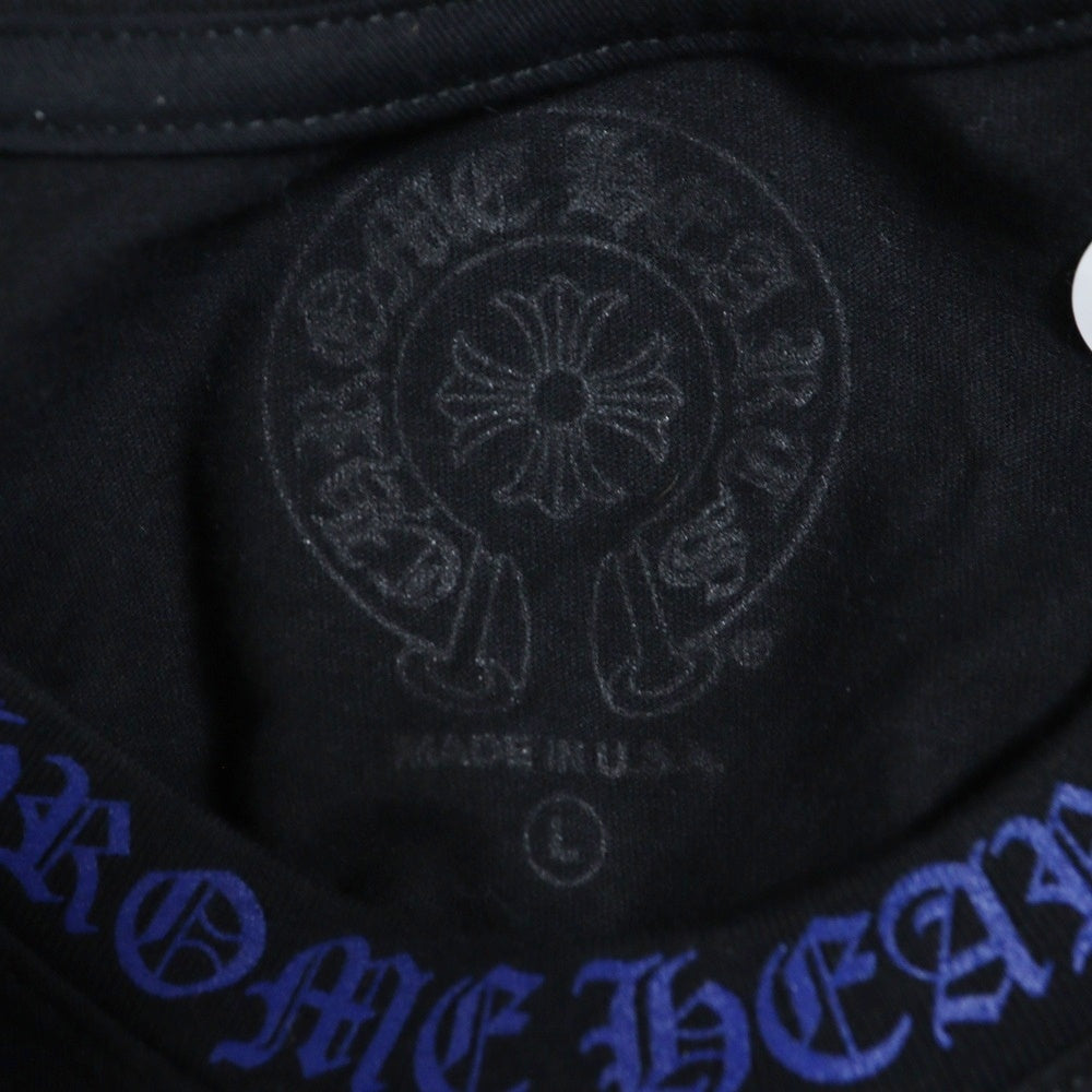CHROME HEARTS(クロムハーツ) NECK LOGO S/S TEE ネック ロゴプリントTシャツ 半袖カットソー ブラック/ブルー