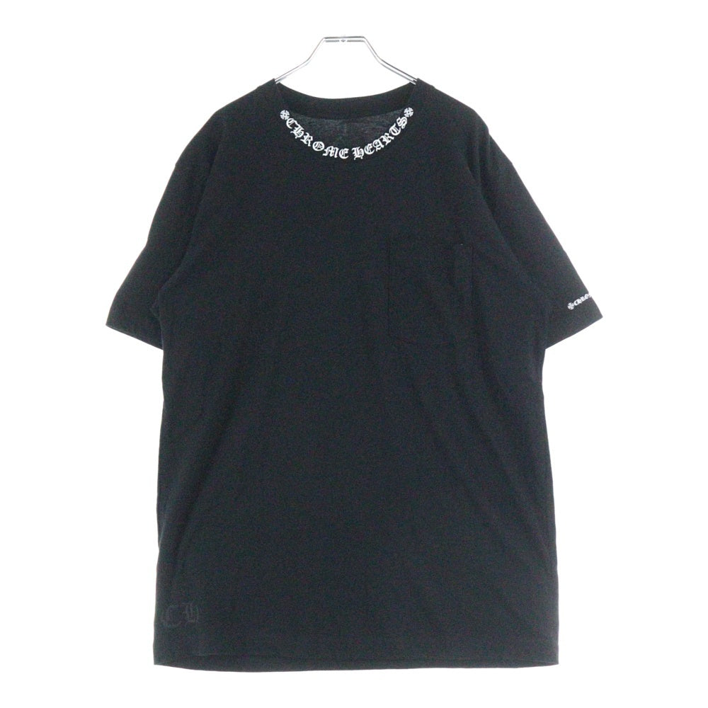 CHROME HEARTS(クロムハーツ) NECK LOGO S/S TEE ネック ロゴプリントTシャツ 半袖カットソー ブラック/ホワイト