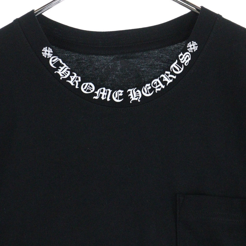 CHROME HEARTS(クロムハーツ) NECK LOGO S/S TEE ネック ロゴプリントTシャツ 半袖カットソー ブラック/ホワイト