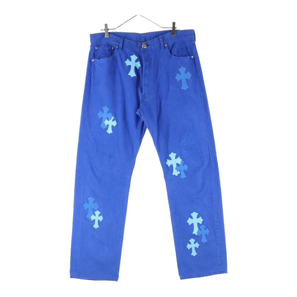 CHROME HEARTS(クロムハーツ) LEVI'S U VNTG JEAN BLU RED TAB リーバイス 501 クロスパッチ付きウォッシュドデニムパンツ ブルー