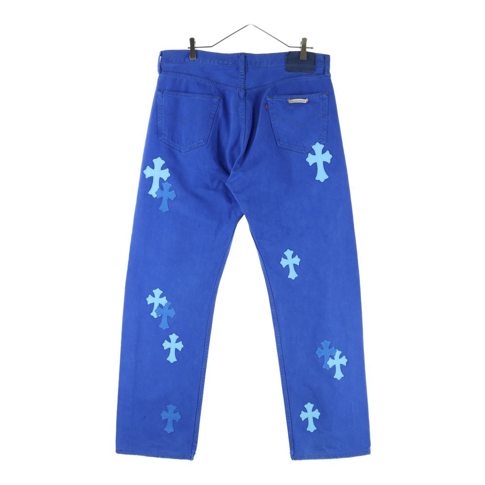CHROME HEARTS(クロムハーツ) LEVI'S U VNTG JEAN BLU RED TAB リーバイス 501 クロスパッチ付きウォッシュドデニムパンツ ブルー