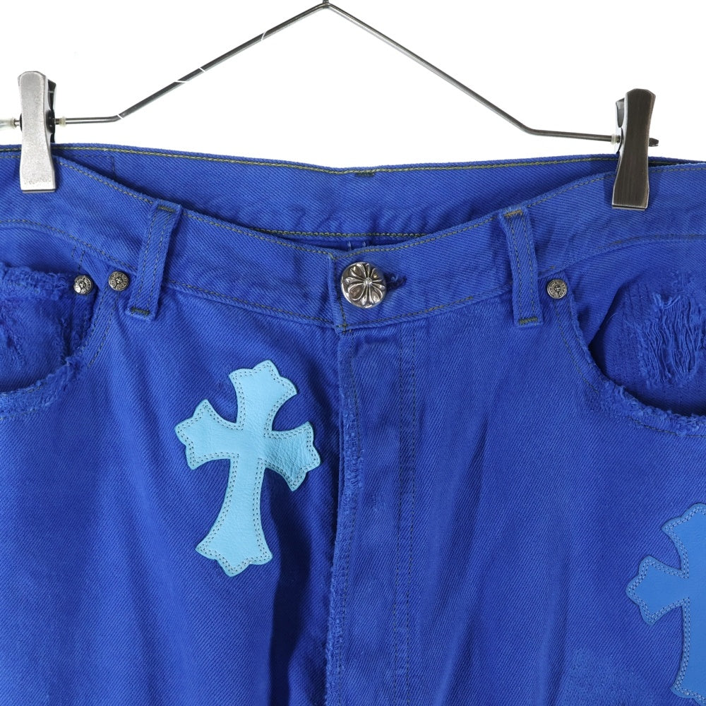 CHROME HEARTS(クロムハーツ) LEVI'S U VNTG JEAN BLU RED TAB リーバイス 501 クロスパッチ付きウォッシュドデニムパンツ ブルー