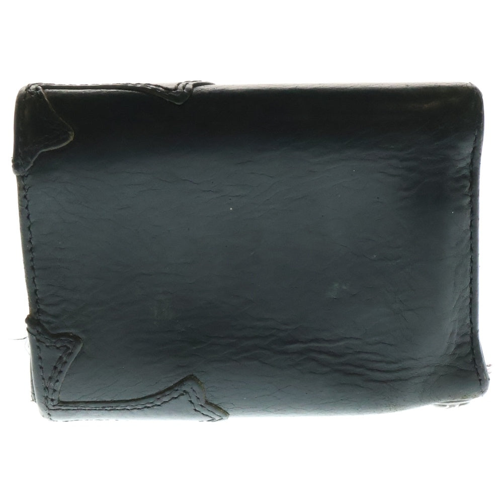 CHROME HEARTS(クロムハーツ) 3FOLD 3フォールド クロスパッチ付きクロスボールボタン レザーウォレット 財布 ブラック BCA364