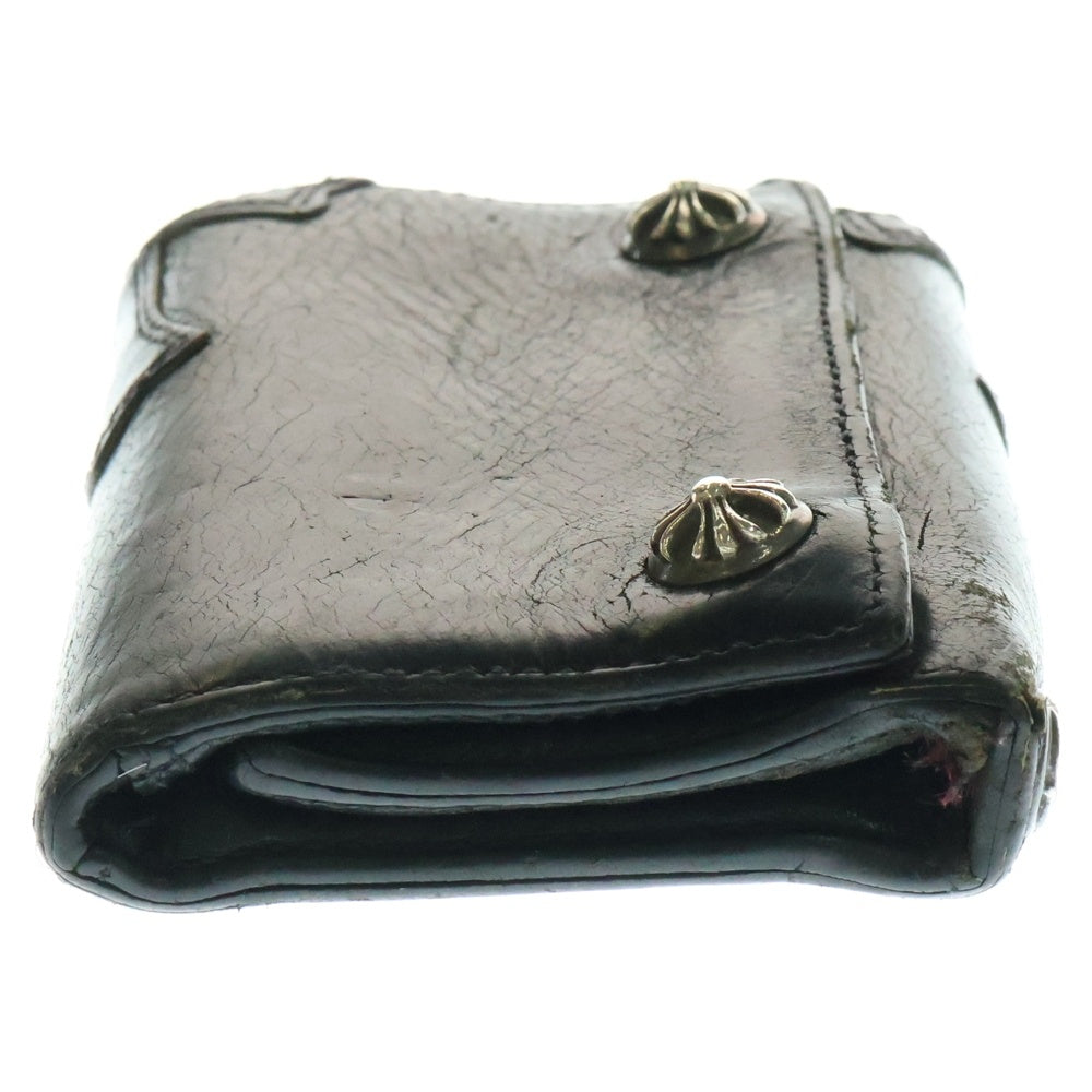 CHROME HEARTS(クロムハーツ) 3FOLD 3フォールド クロスパッチ付きクロスボールボタン レザーウォレット 財布 ブラック BCA364