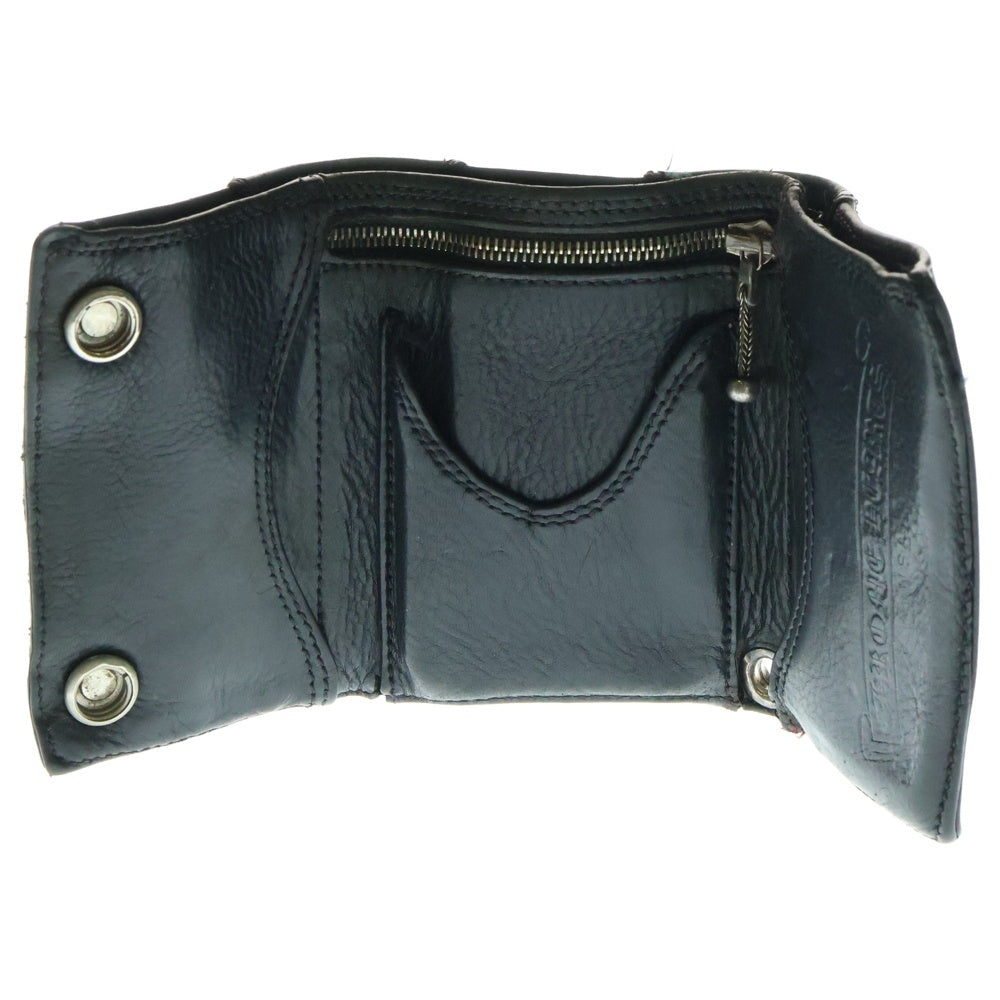 CHROME HEARTS(クロムハーツ) 3FOLD 3フォールド クロスパッチ付きクロスボールボタン レザーウォレット 財布 ブラック BCA364