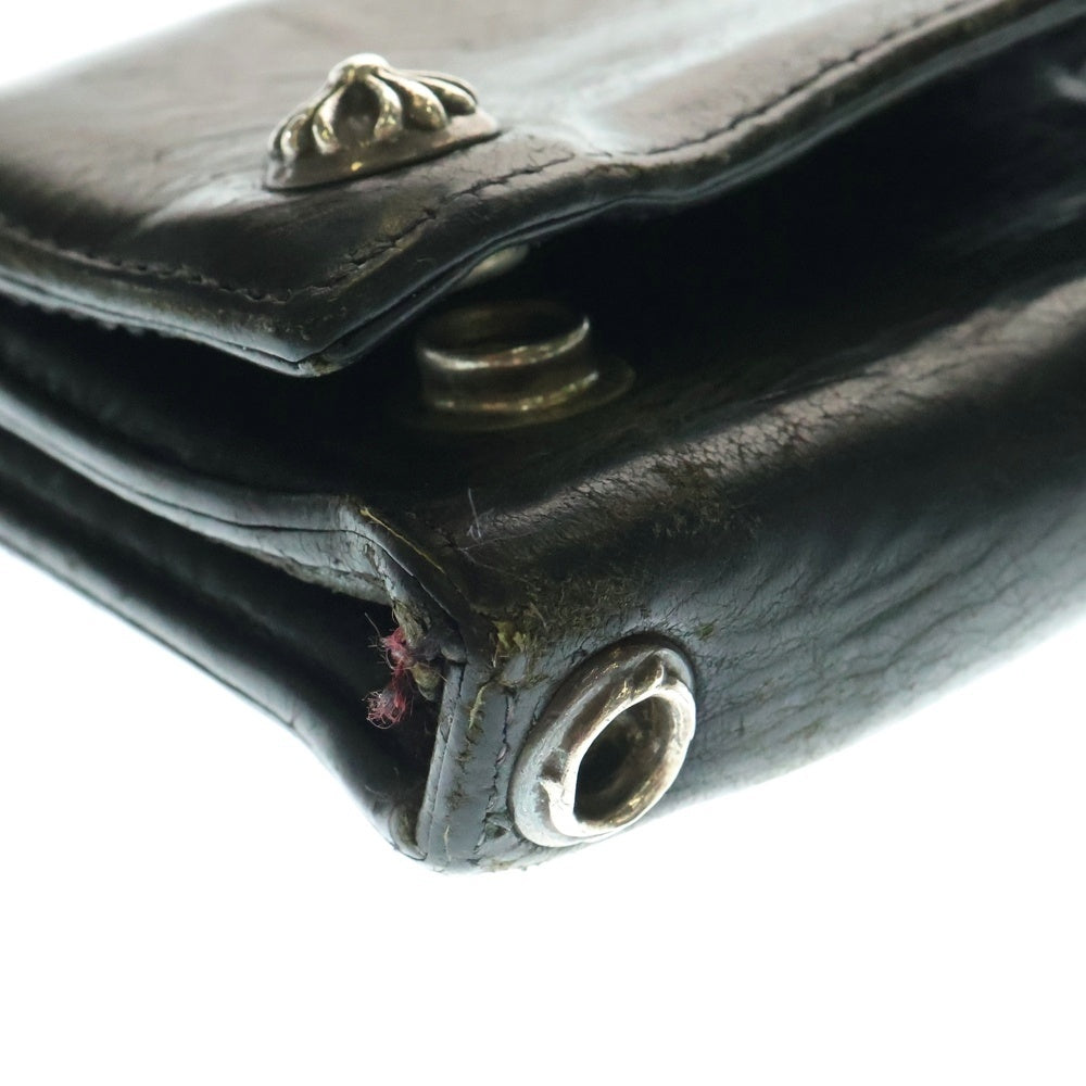 CHROME HEARTS(クロムハーツ) 3FOLD 3フォールド クロスパッチ付きクロスボールボタン レザーウォレット 財布 ブラック BCA364