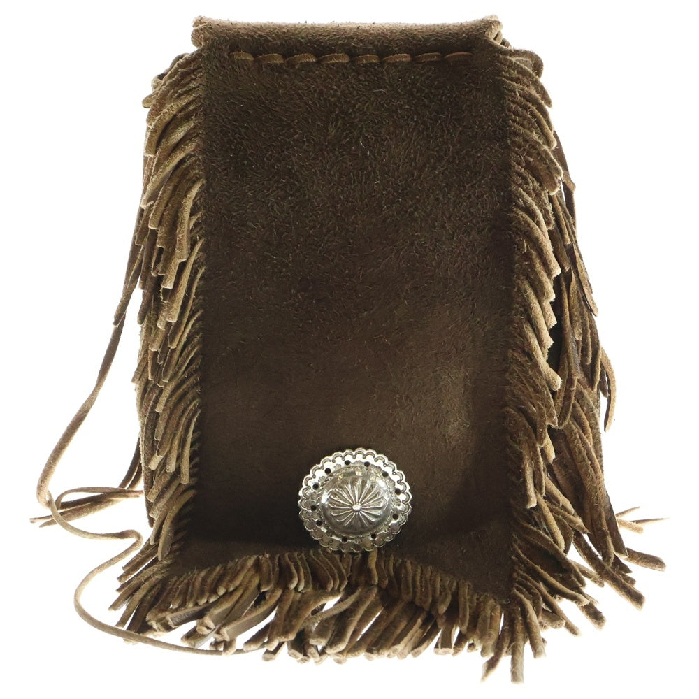 goro's(ゴローズ) SVコンチョ付き腰掛け丸型フリンジバッグ (焦げ茶)