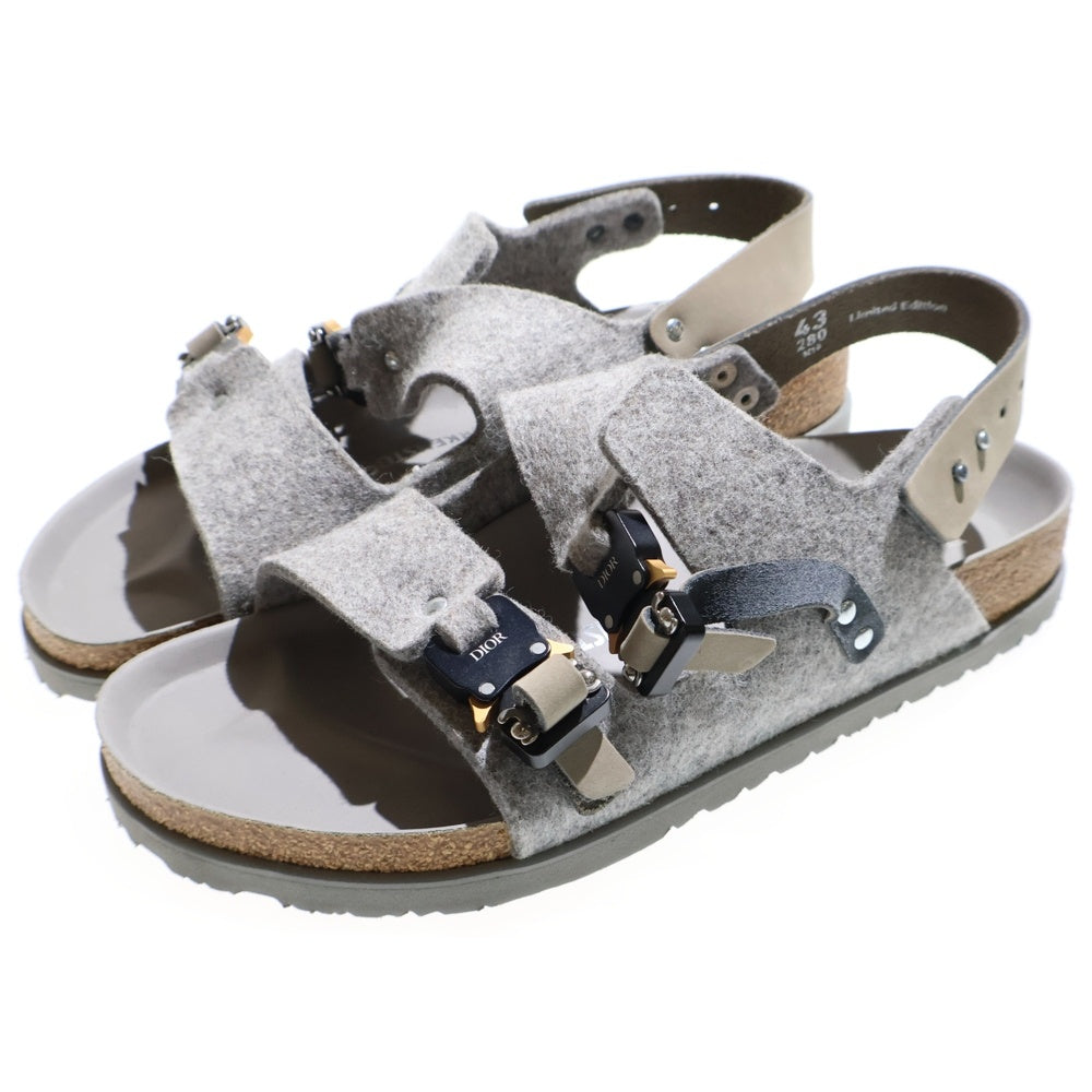 DIOR(ディオール) ×BIRKENSTOCK MILANO FELT ビルケンシュトック ミラノ バックルストラップフェルトサンダル 3SA117ZSF80043 グレー