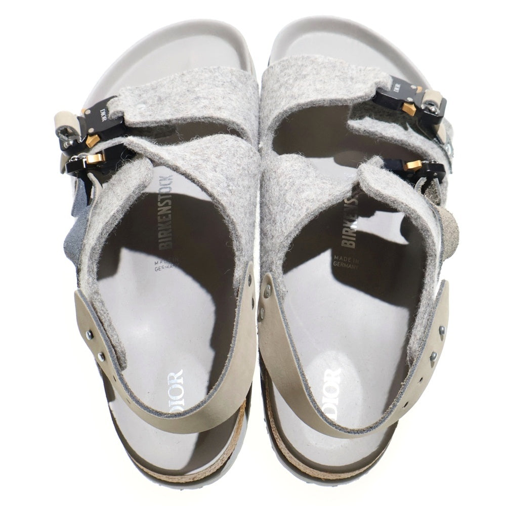 DIOR(ディオール) ×BIRKENSTOCK MILANO FELT ビルケンシュトック ミラノ バックルストラップフェルトサンダル 3SA117ZSF80043 グレー