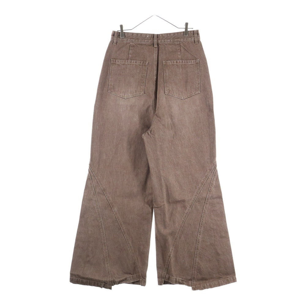 FFFPOSTALSERVICE(トリプルエフポスタルサービス) 25SS WIDE DAMAGED DENIM ダメージ加工デニムワイドパンツ FFFPSSS2527 ブラウン
