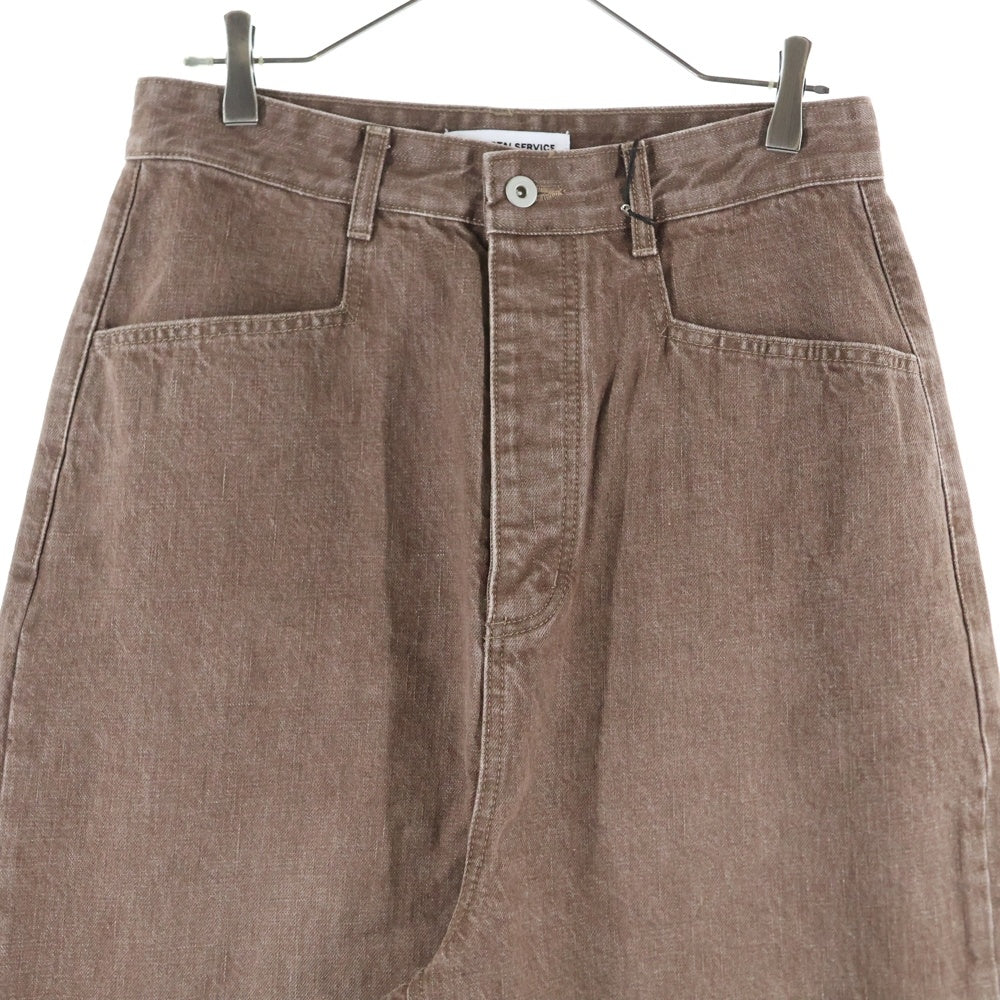 FFFPOSTALSERVICE(トリプルエフポスタルサービス) 25SS WIDE DAMAGED DENIM ダメージ加工デニムワイドパンツ FFFPSSS2527 ブラウン