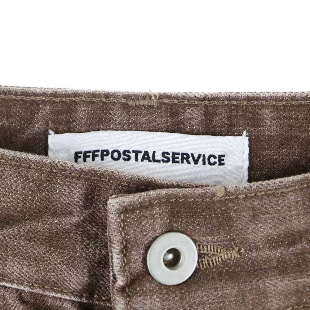 FFFPOSTALSERVICE(トリプルエフポスタルサービス) 25SS WIDE DAMAGED DENIM ダメージ加工デニムワイドパンツ FFFPSSS2527 ブラウン