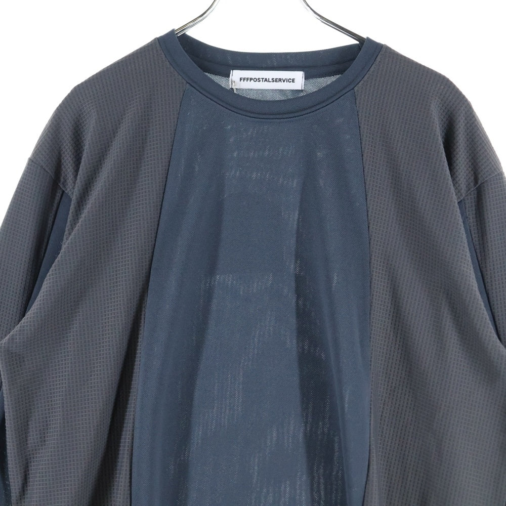 FFFPOSTALSERVICE(トリプルエフポスタルサービス) 25SS DIFFRACTION KNIT ディフラクションニット切替長袖Tシャツ FFFPSSS2531 チャコールグレー