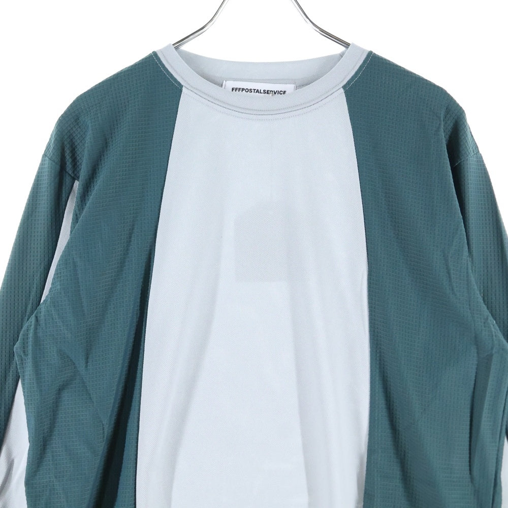 FFFPOSTALSERVICE(トリプルエフポスタルサービス) 25SS DIFFRACTION KNIT ディフラクションニット切替長袖Tシャツ FFFPSSS2530 グレー/グリーン