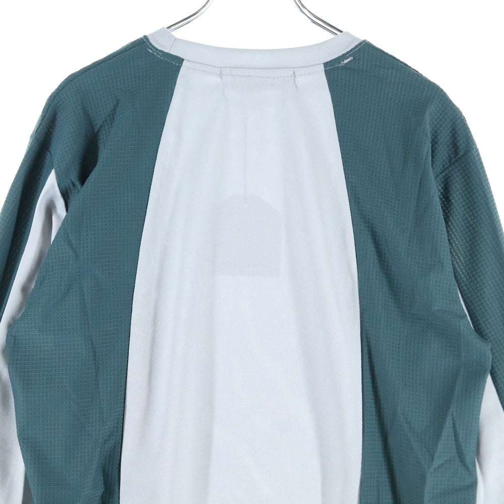 FFFPOSTALSERVICE(トリプルエフポスタルサービス) 25SS DIFFRACTION KNIT ディフラクションニット切替長袖Tシャツ FFFPSSS2530 グレー/グリーン