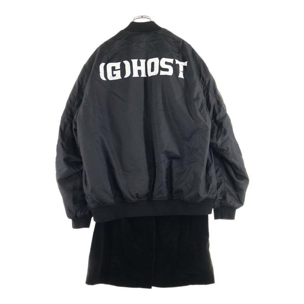 RAF SIMONS(ラフシモンズ) 22AW BOMBER WITH ELONGATED UNDERCOAT GHOST ゴーストプリント コートレイヤードボンバージャケット 222-M620A ブラック
