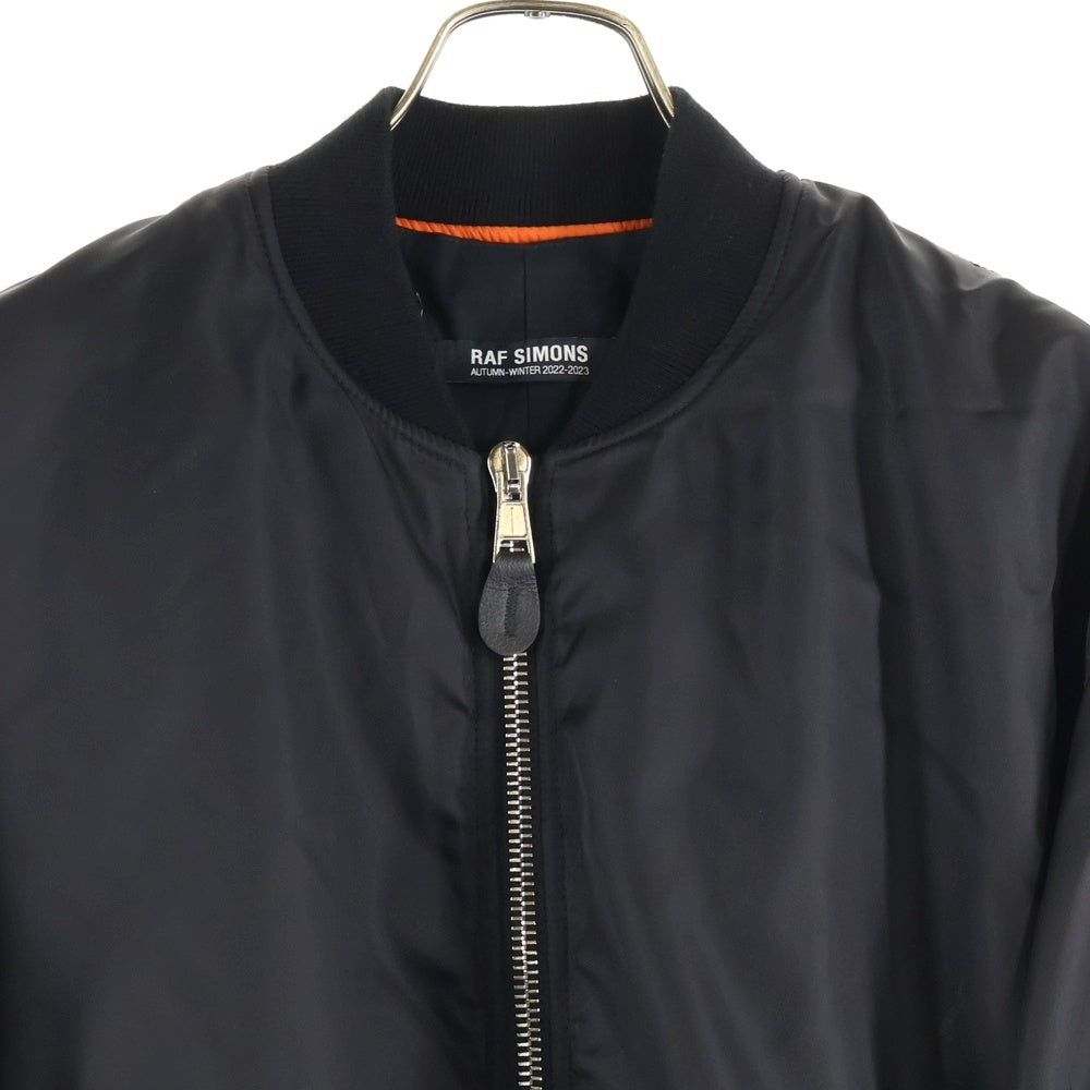 RAF SIMONS(ラフシモンズ) 22AW BOMBER WITH ELONGATED UNDERCOAT GHOST ゴーストプリント コートレイヤードボンバージャケット 222-M620A ブラック