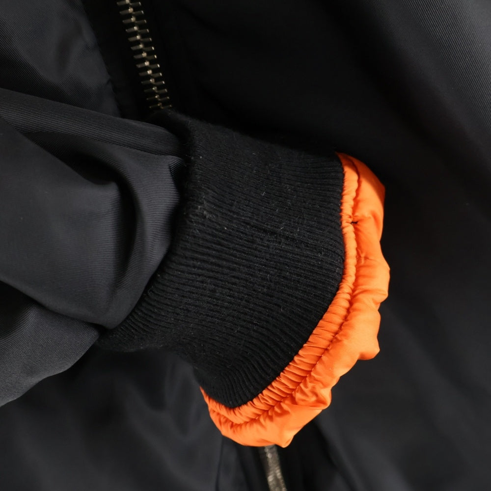 RAF SIMONS(ラフシモンズ) 22AW BOMBER WITH ELONGATED UNDERCOAT GHOST ゴーストプリント コートレイヤードボンバージャケット 222-M620A ブラック
