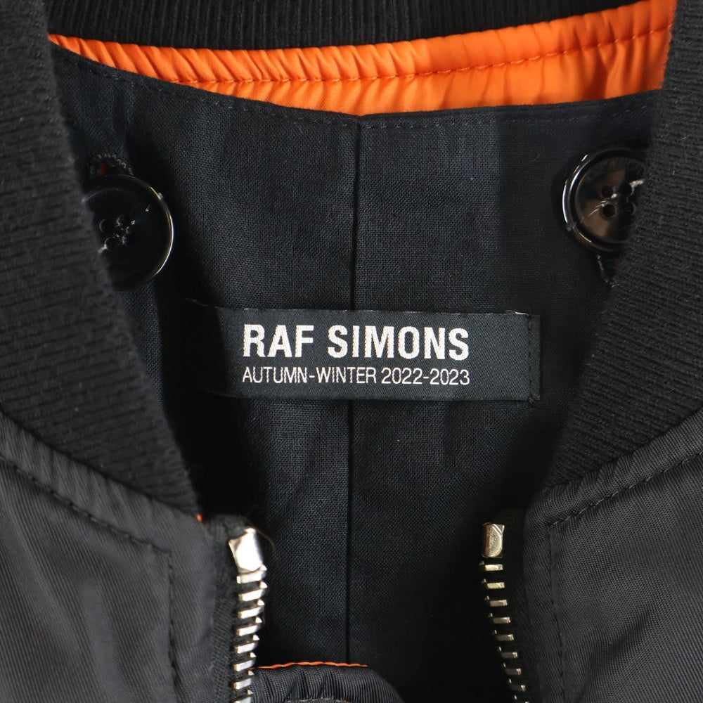 RAF SIMONS(ラフシモンズ) 22AW BOMBER WITH ELONGATED UNDERCOAT GHOST ゴーストプリント コートレイヤードボンバージャケット 222-M620A ブラック