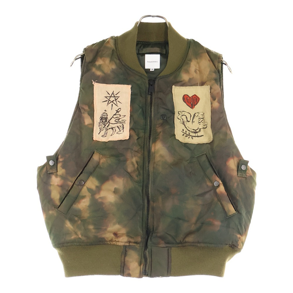 Sasquatchfabrix.(サスクワッチファブリックス) 23AW FLIGHT VEST THE DOVE OF PEACE バックワッペンカモフラフライトベスト 23AW-JKM-005 カーキ