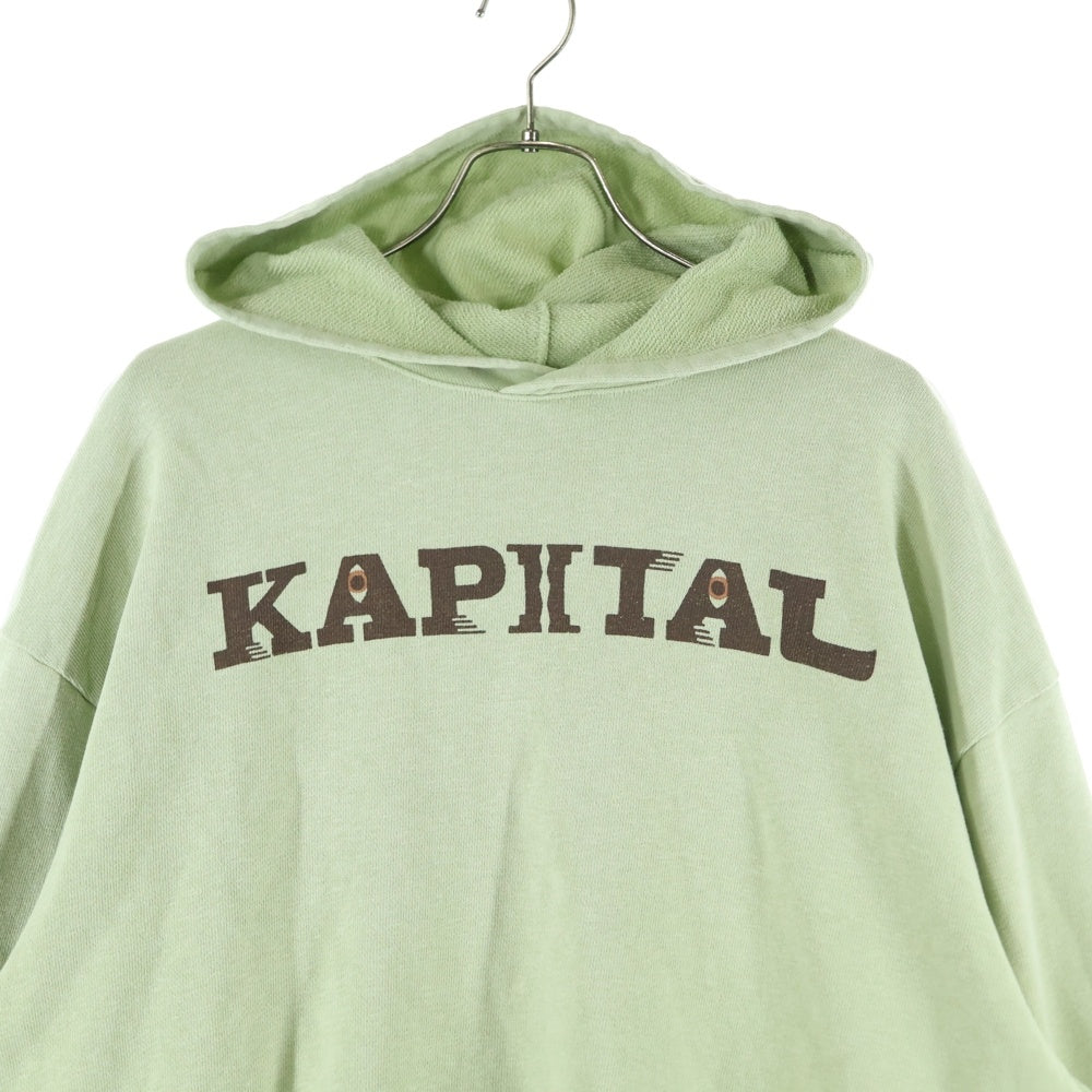 KAPITAL(キャピタル) SPEAKEASY KAPITAL PT Lined Hood Sweatshirt ロゴプルオーバーフーディーパーカー K2409LC046 グリーン