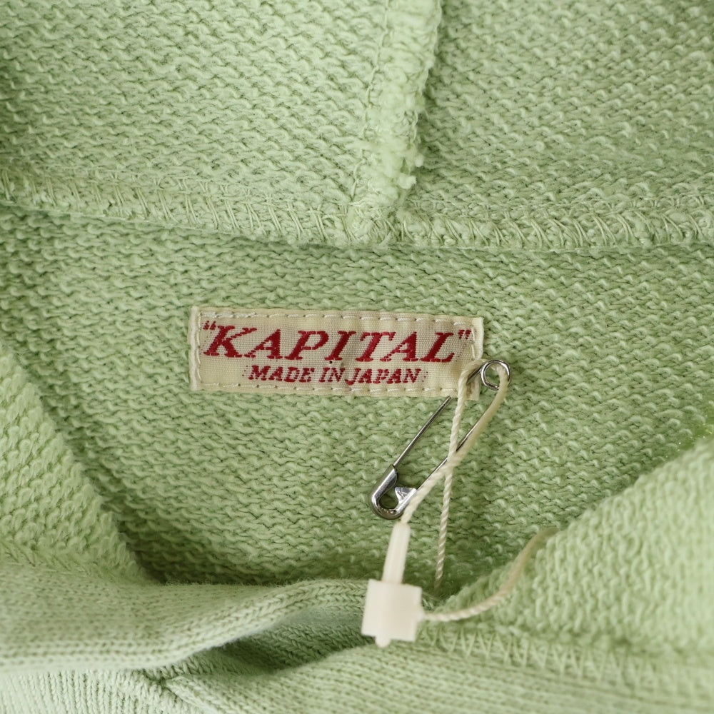 KAPITAL(キャピタル) SPEAKEASY KAPITAL PT Lined Hood Sweatshirt ロゴプルオーバーフーディーパーカー K2409LC046 グリーン